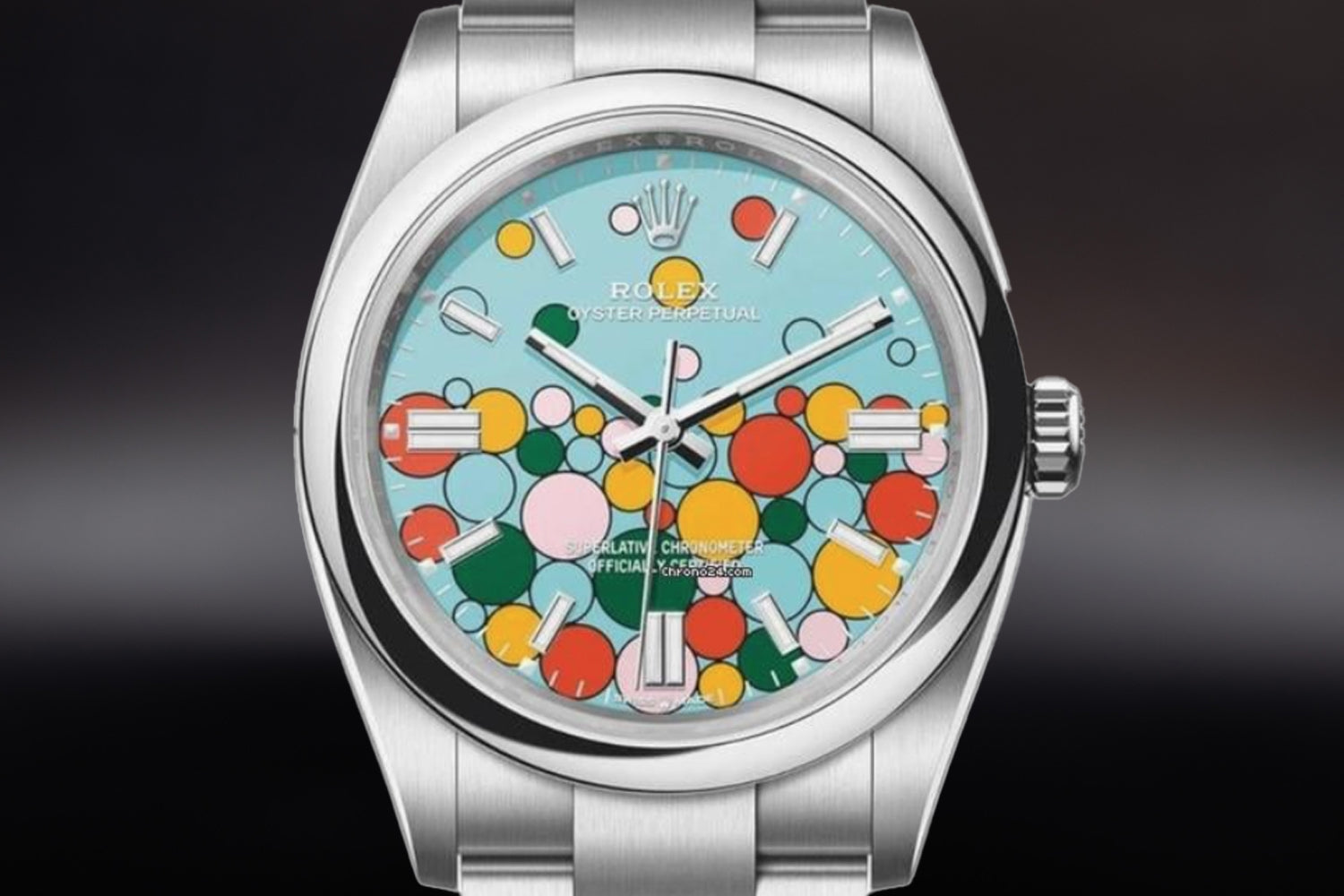 Rolex Oyster Perpetual 41 stainless steel with smooth bezel and Celebration Dial 124300