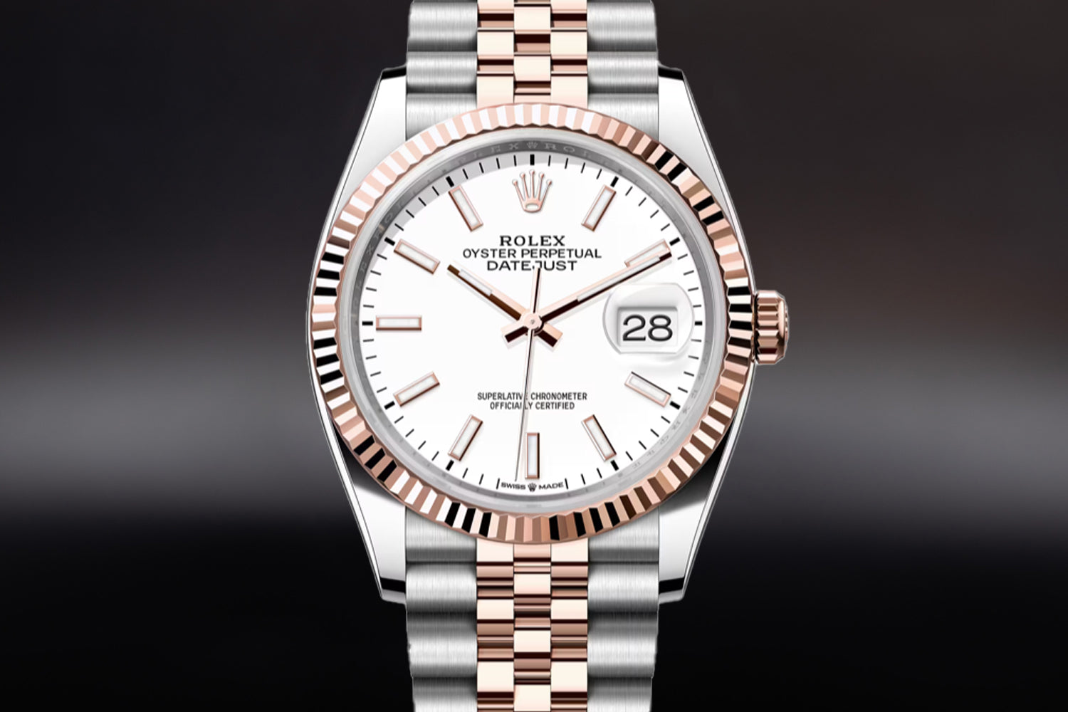 Rolex Datejust 36 Two Tone Everose Gold Rolesor White Dial 126231
