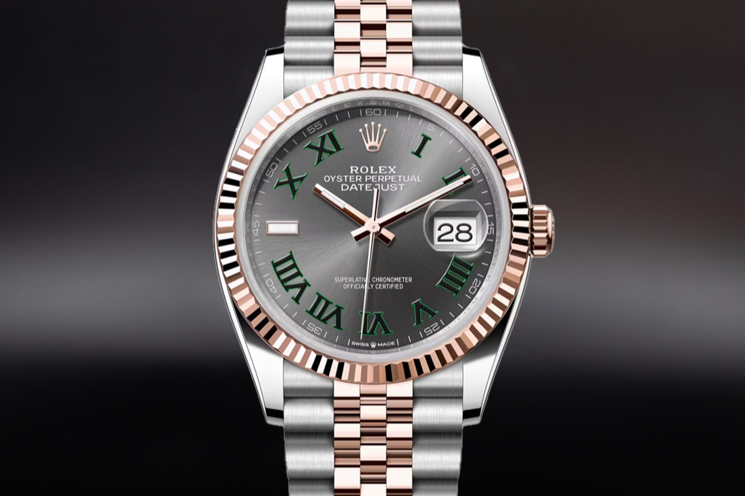 Rolex Datejust 36 Two Tone Everose Gold Rolesor Slate "Wimbledon" Dial 126231