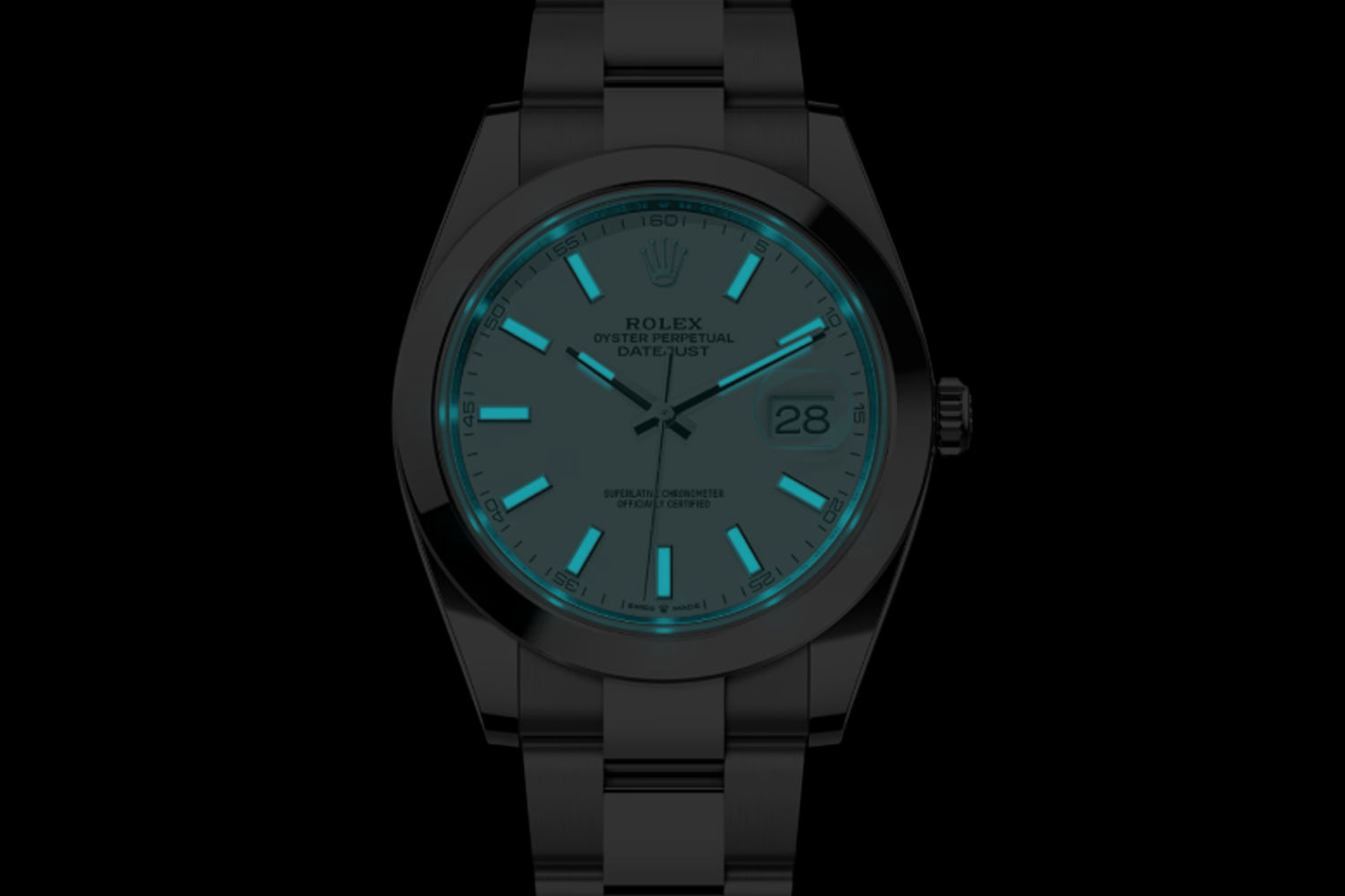 Rolex Datejust 41 stainless steel with smooth bezel White Dial 126300 lume