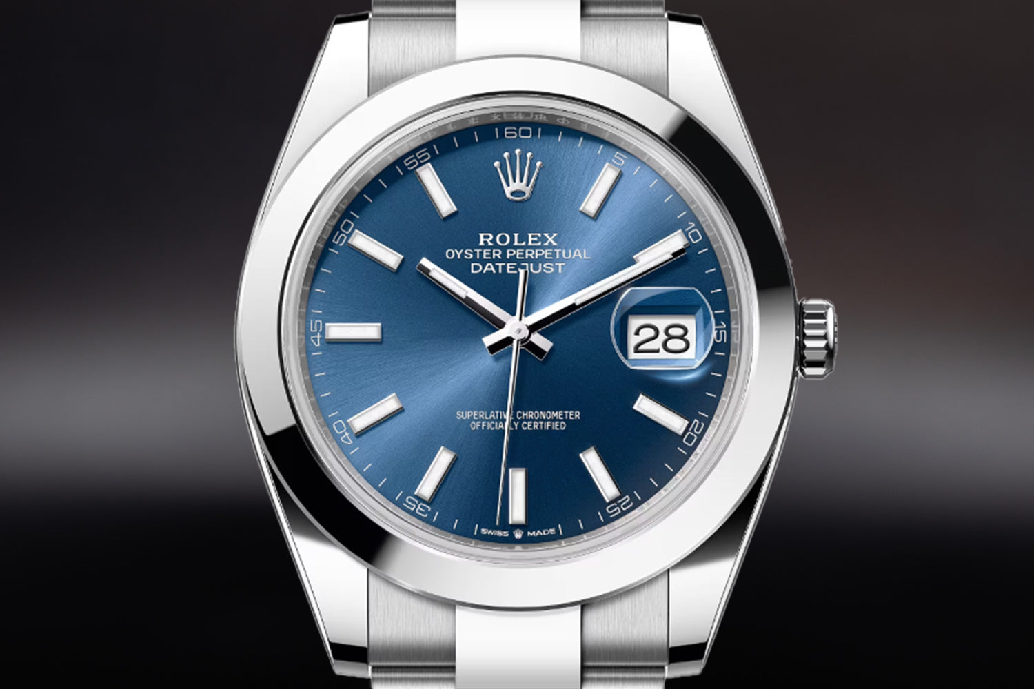 Rolex Datejust 41 stainless steel with smooth bezel Blue Dial 126300