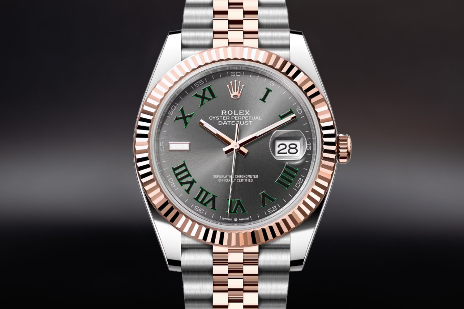 Rolex Datejust 41 Two Tone Everose Rolesor Slate "Wimbledon" Dial 126331