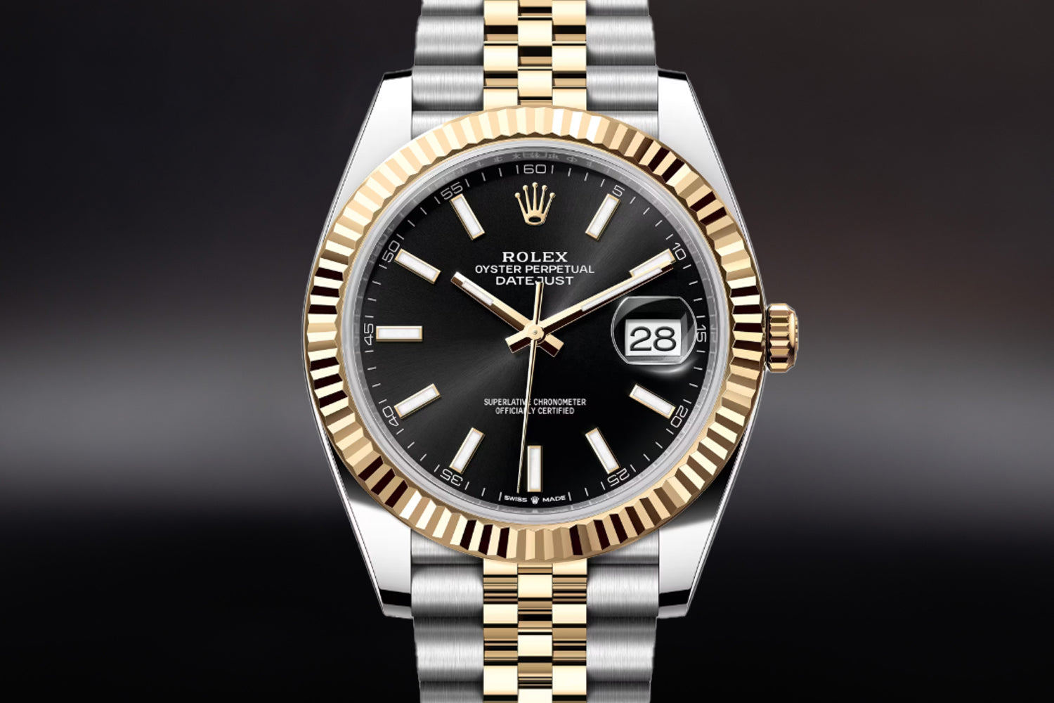 Rolex Datejust 41 Two Tone Yellow Rolesor Black Dial 126333