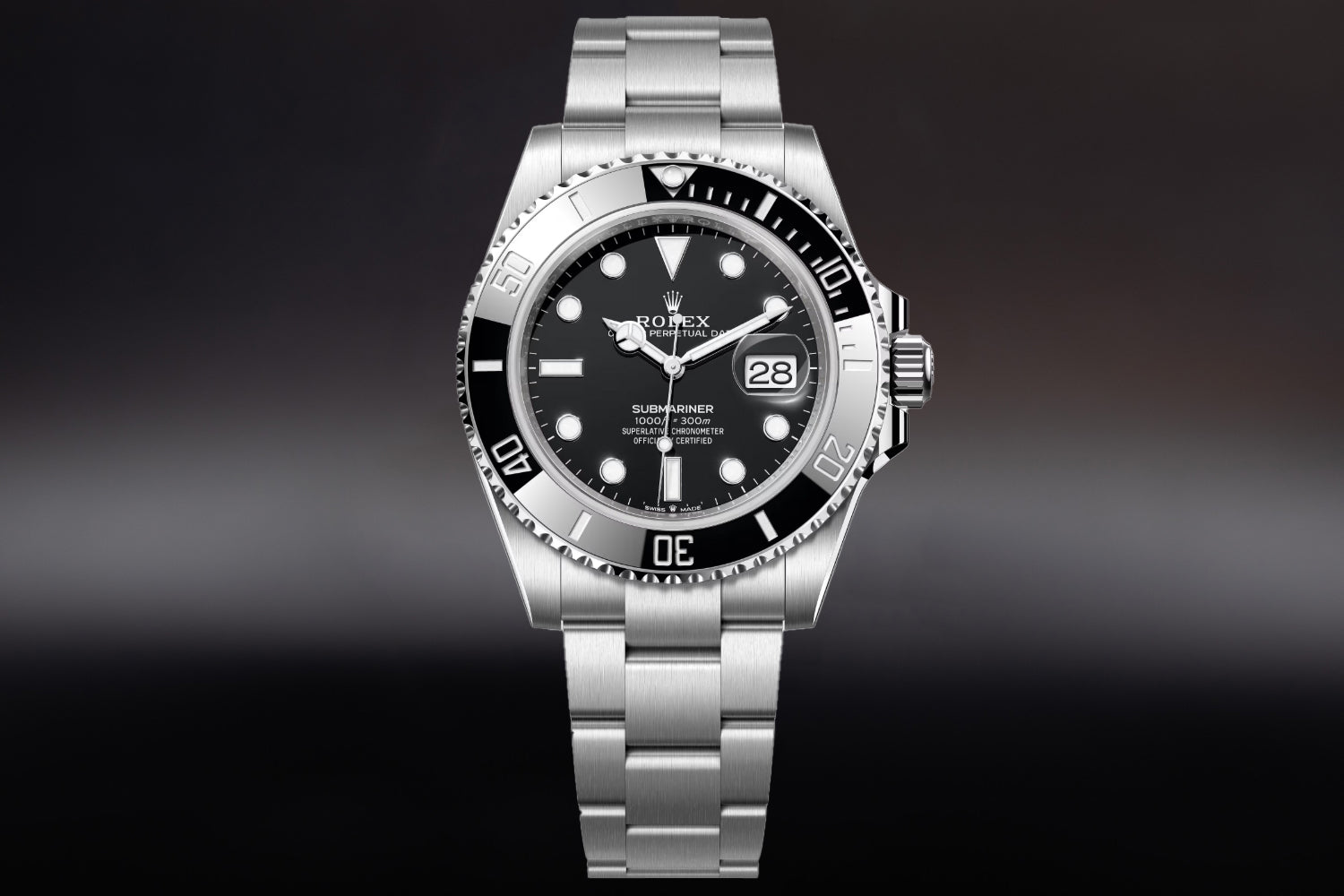 Rolex Submariner Date stainless steel Black Dial 126610LN with brushed oyster bracelet