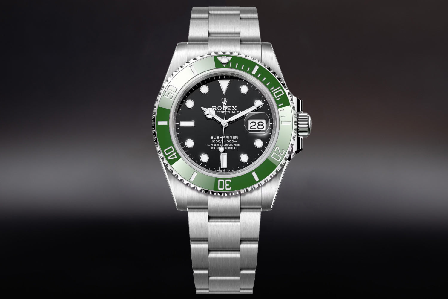Rolex Submariner Date stainless steel Black Dial green bezel "Starbucks" 126610LV brushed oyster bracelet