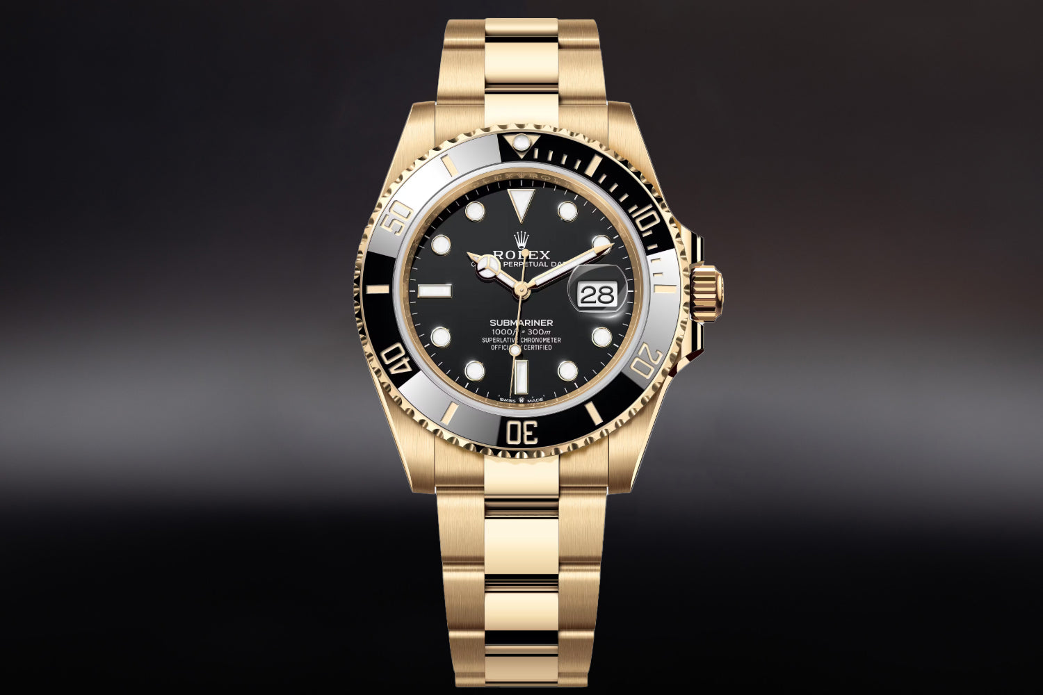 Rolex Submariner Date 18K Yellow Gold Black Dial black bezel 126618LN on oyster bracelet