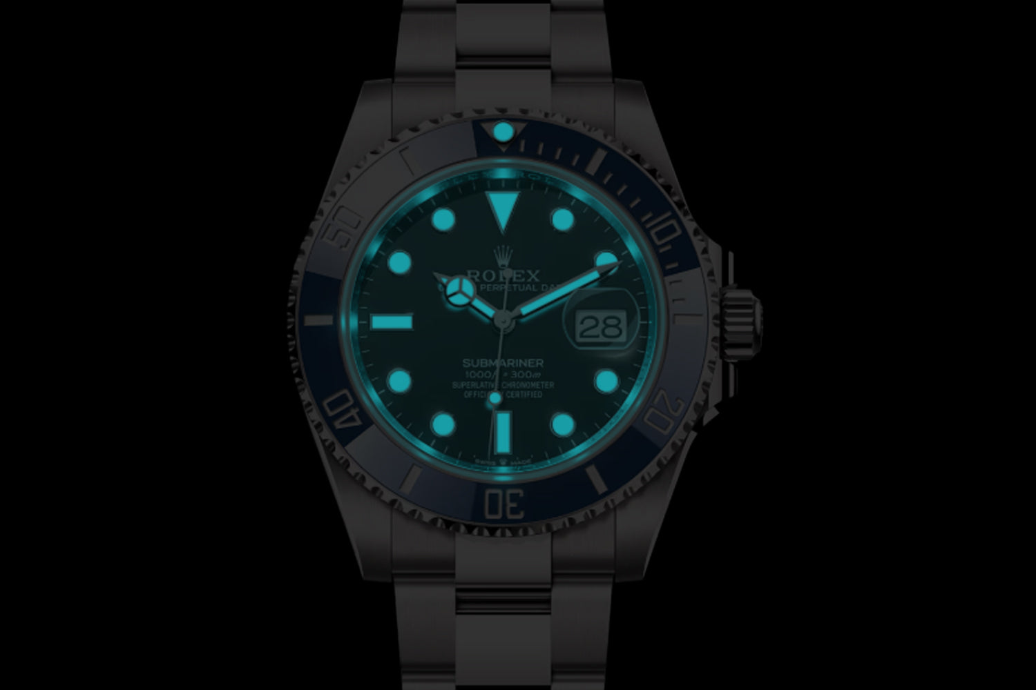 Rolex Submariner Date 18K White Gold Black Dial blue bezel "Cookie Monster" 126619LB lume