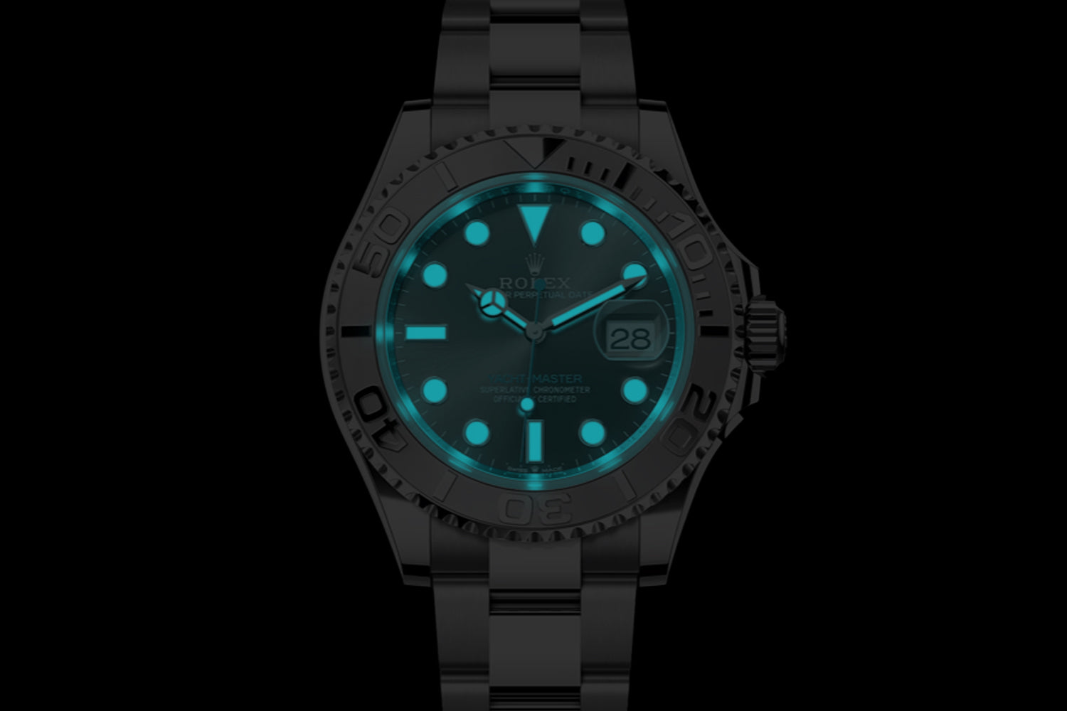 Rolex Yacht-Master 40 Platinum Rolesium Slate "Rhodium" Dial with blue seconds hand 126622 lume