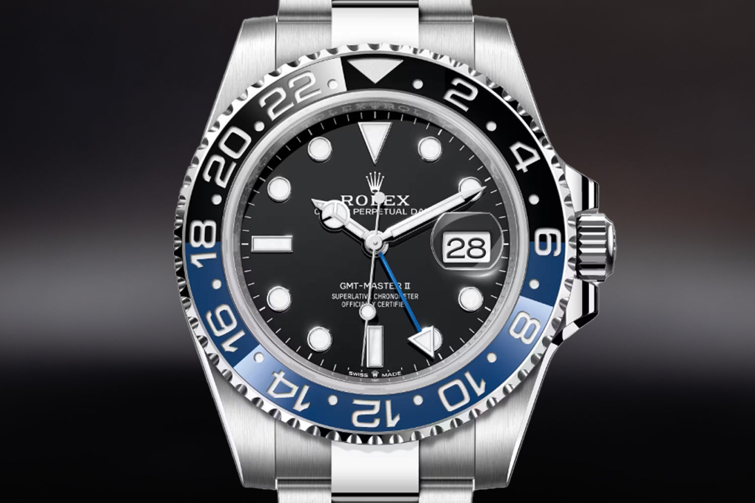 Rolex GMT-Master II stainless steel Black Dial with black and blue bezel "Batman" 126710BLNR