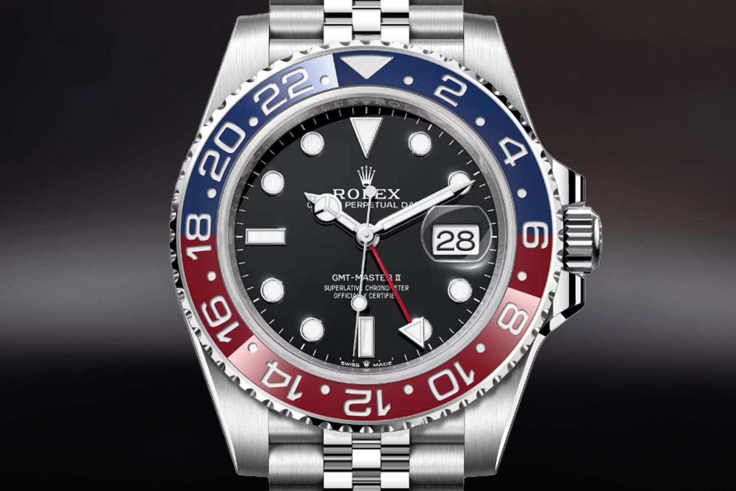 Rolex GMT-Master II stainless steel Black Dial with blue and red bezel "Pepsi" 126710BLRO