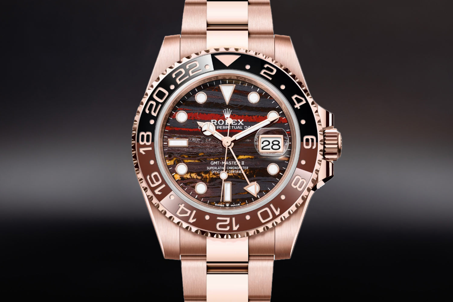Rolex GMT-Master II Everose Gold Tiger Iron Dial 126715CHNR