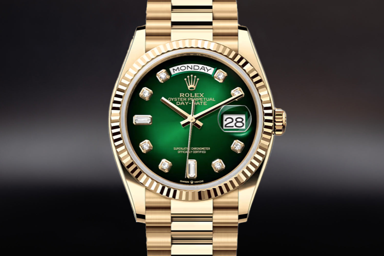 Rolex Day-Date 36 Yellow Gold Green Ombré Dial 128238