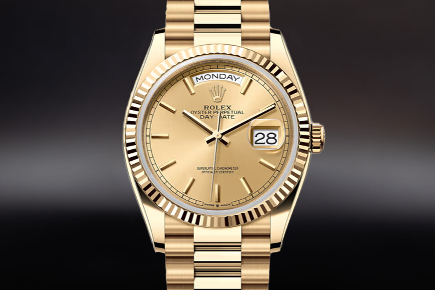 Rolex Day-Date 36 Yellow Gold Champagne Dial 128238