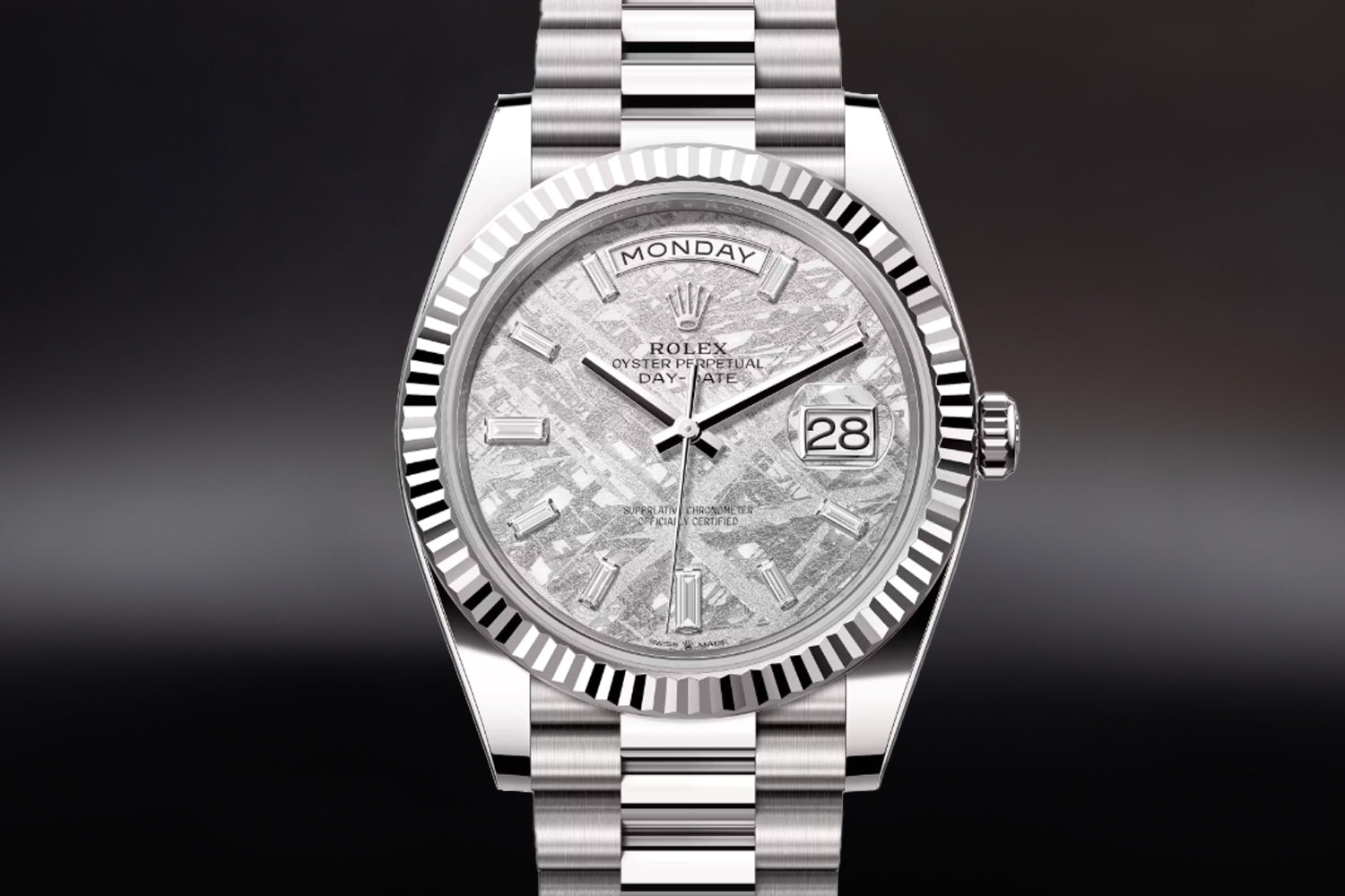 Rolex Day-Date 40 White Gold Meteorite Diamond Set Dial 228239