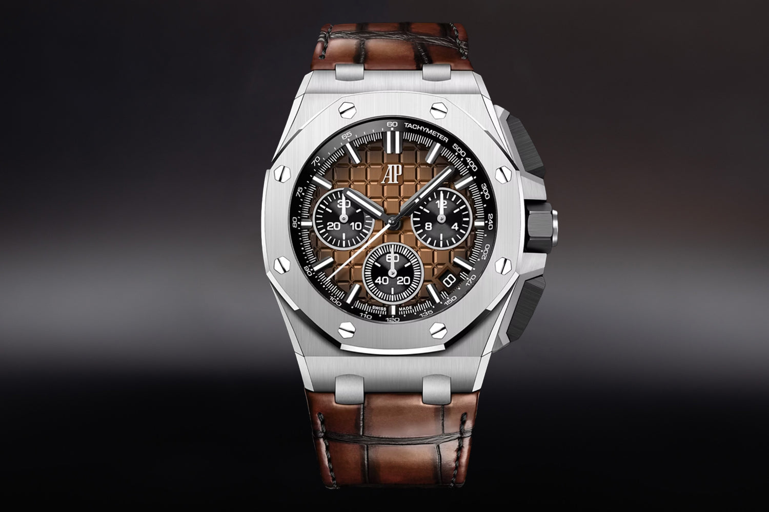 Audemars Piguet Royal Oak Offshore Chronograph stainless steel Smoked Bronze Dial "Havana" 26420ST.OO.A828CR.01 with brown alligator leather strap