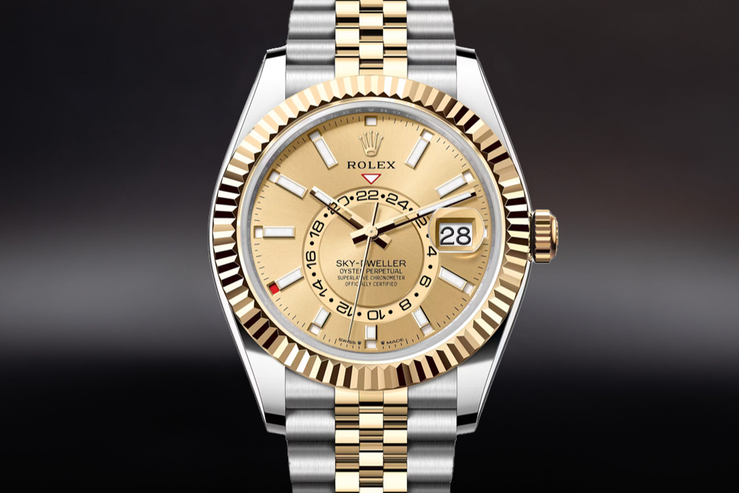 Rolex Sky-Dweller Two Tone Yellow Gold Rolesor Champagne Dial 336933