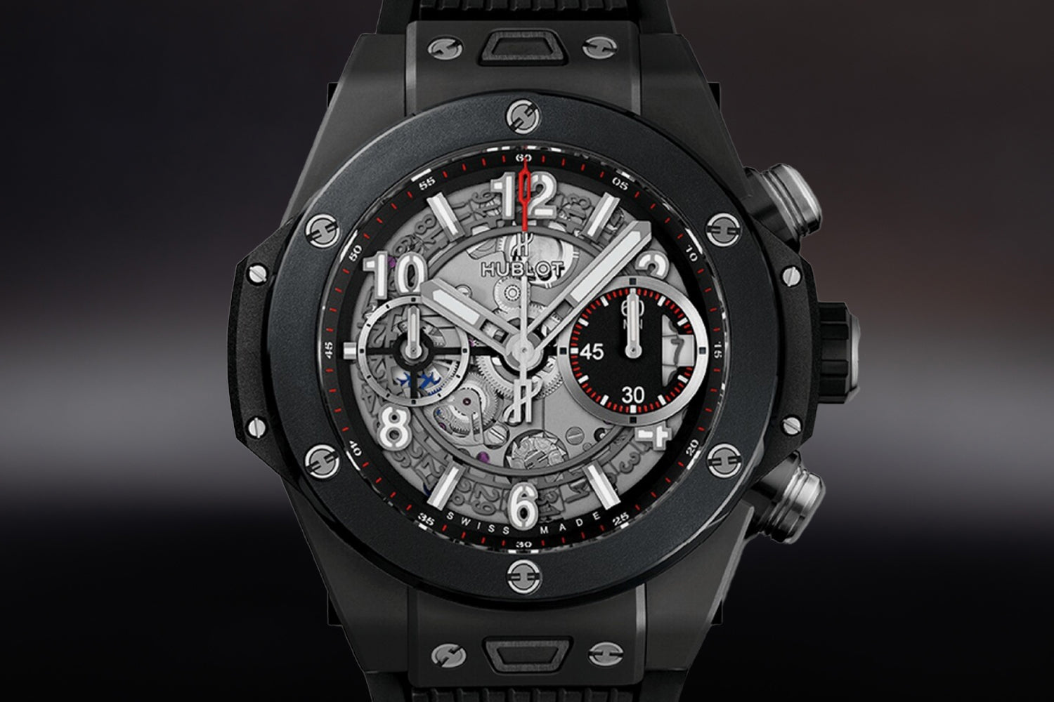 Hublot Big Bang Unico Matte black Ceramic Skeleton Dial "Black Magic" chronograph 441.CI.1170.RX