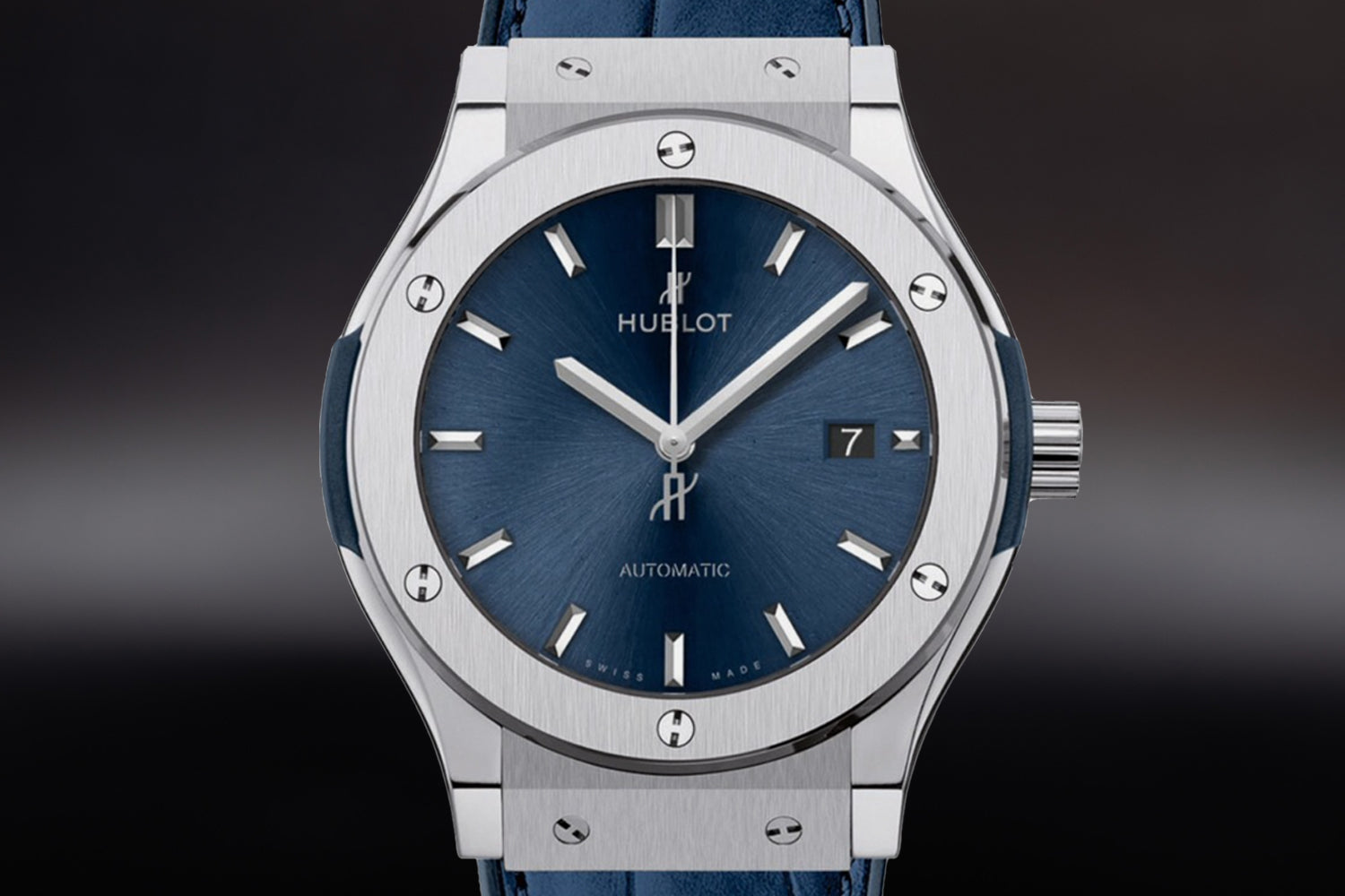 Hublot Classic Fusion Titanium Blue sunburst Dial with date 542.NX.7170.LR