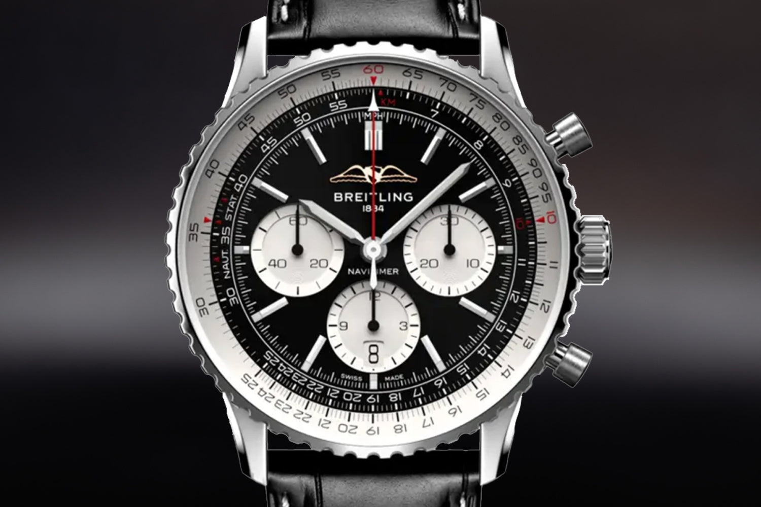 Breitling Navitimer B01 Chronograph 43 stainless steel Black Dial "Reverse Panda" AB0138211B1P1