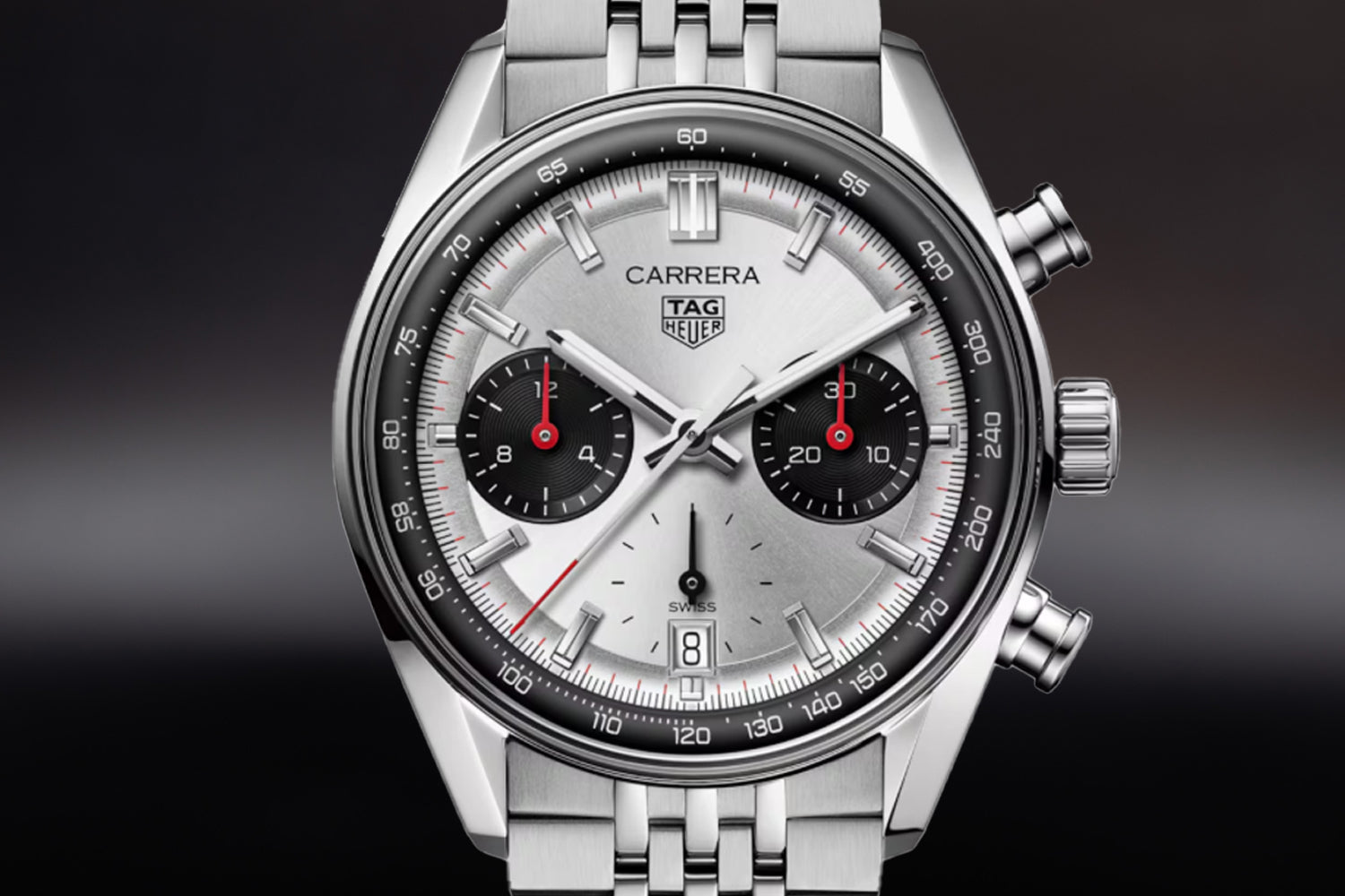 TAG Heuer Carrera Chronograph Glassbox stainless steel Silver Dial "Panda" CBS2216.BA0048