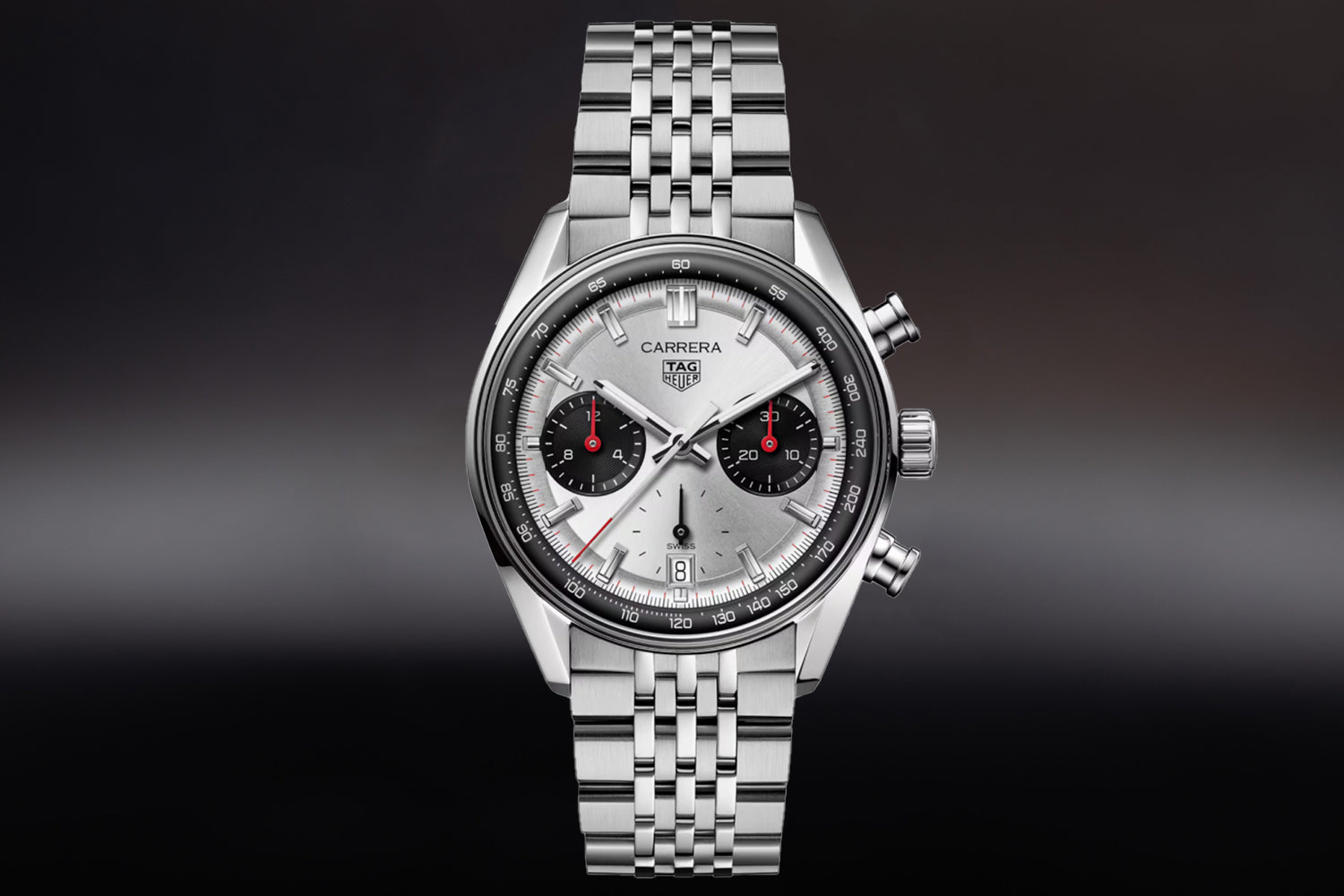TAG Heuer Carrera Chronograph Glassbox stainless steel Silver Dial "Panda" with black subdials CBS2216.BA0048