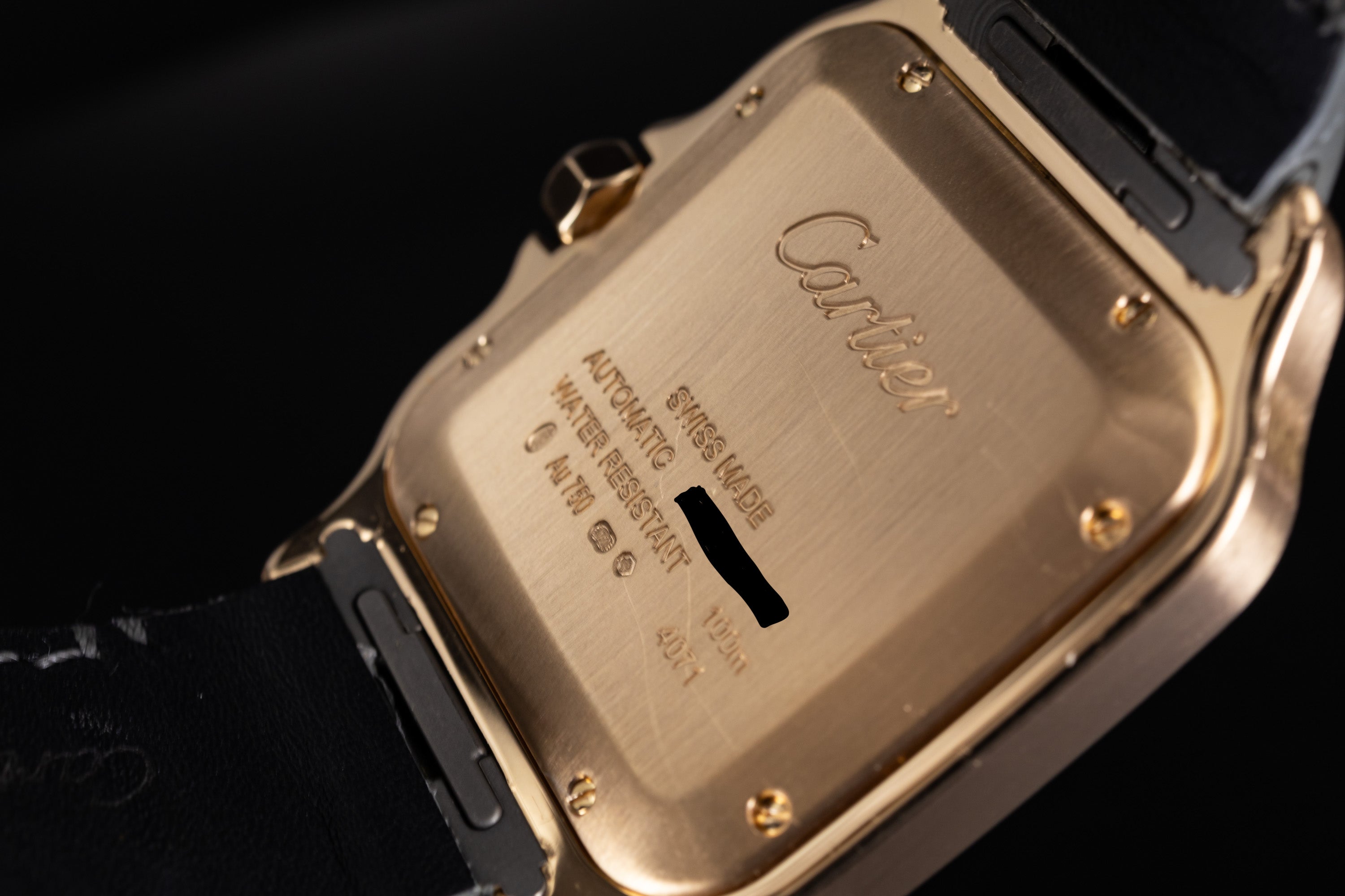 Cartier Santos de Cartier 18K Rose Gold WGSA0011 caseback and quick change strap system