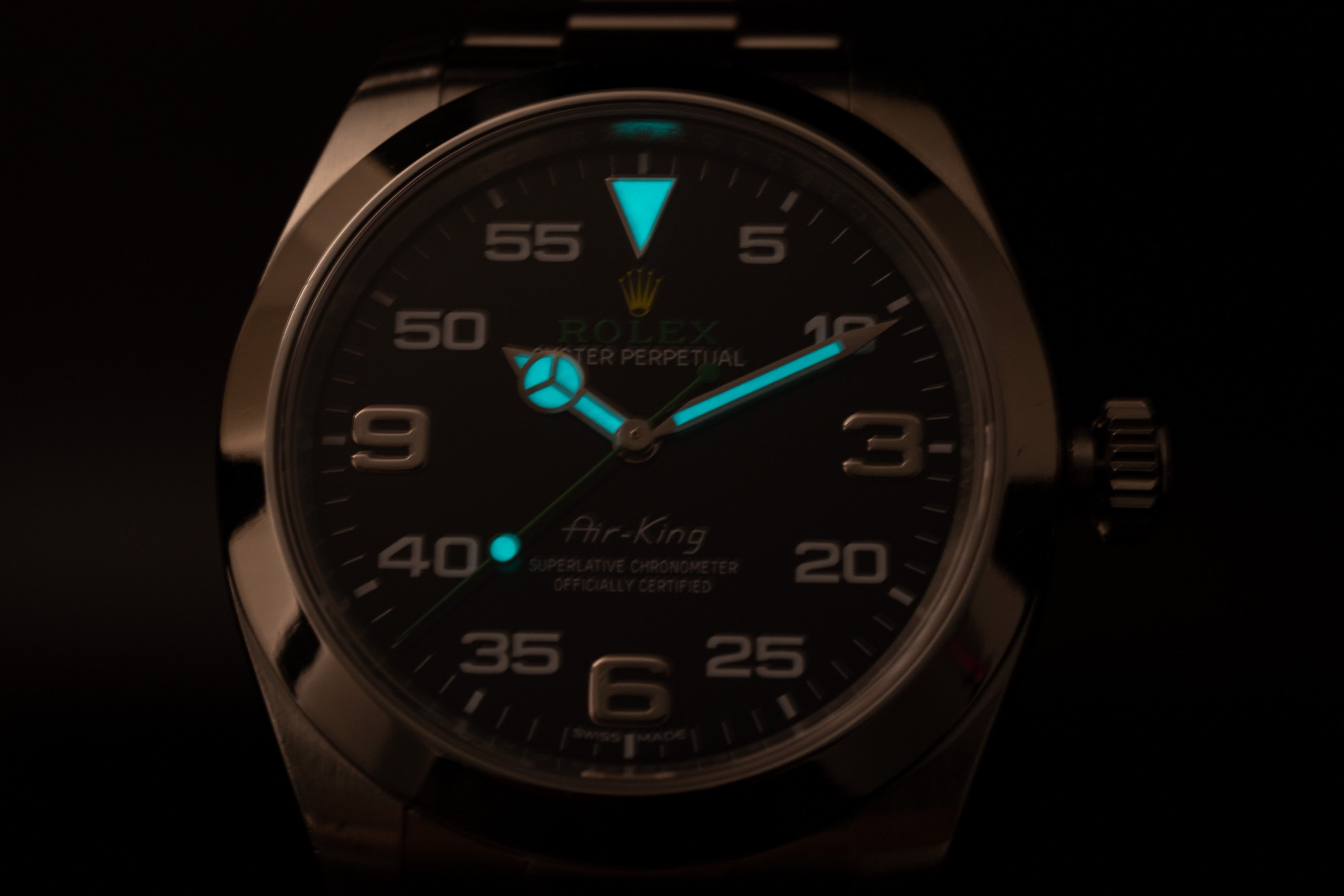 Rolex Air-King 40mm stainless steel with smooth bezel and Black Dial on Oyster bracelet 116900 lume