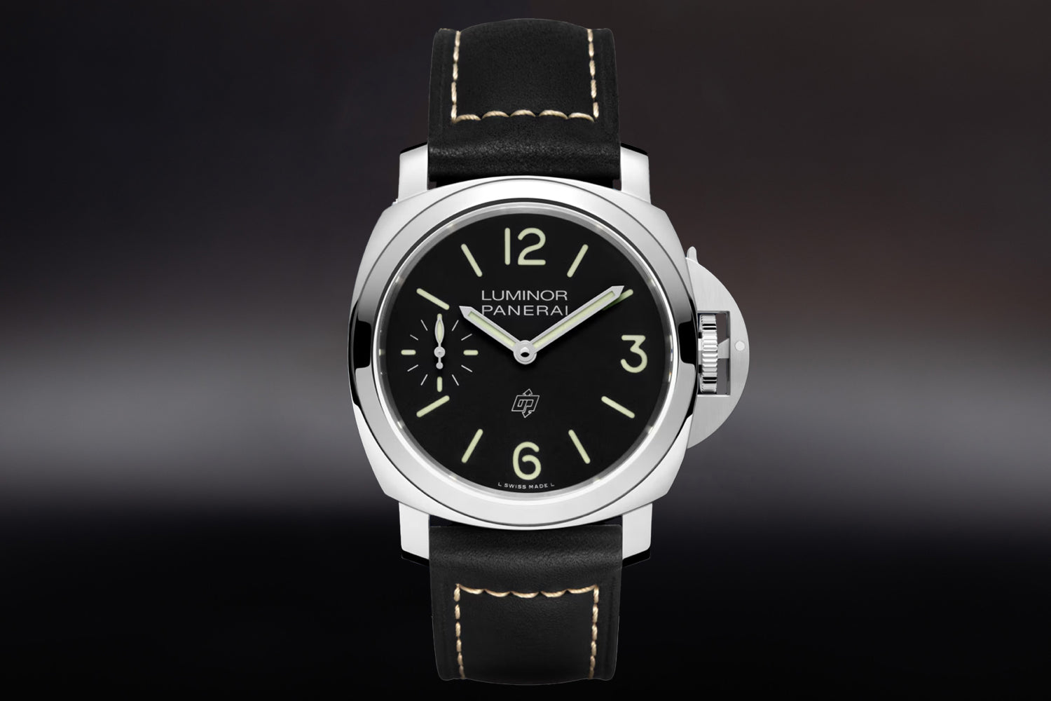 Panerai Luminor Base Logo Black Dial stainless steel PAM01084 with black leather strap