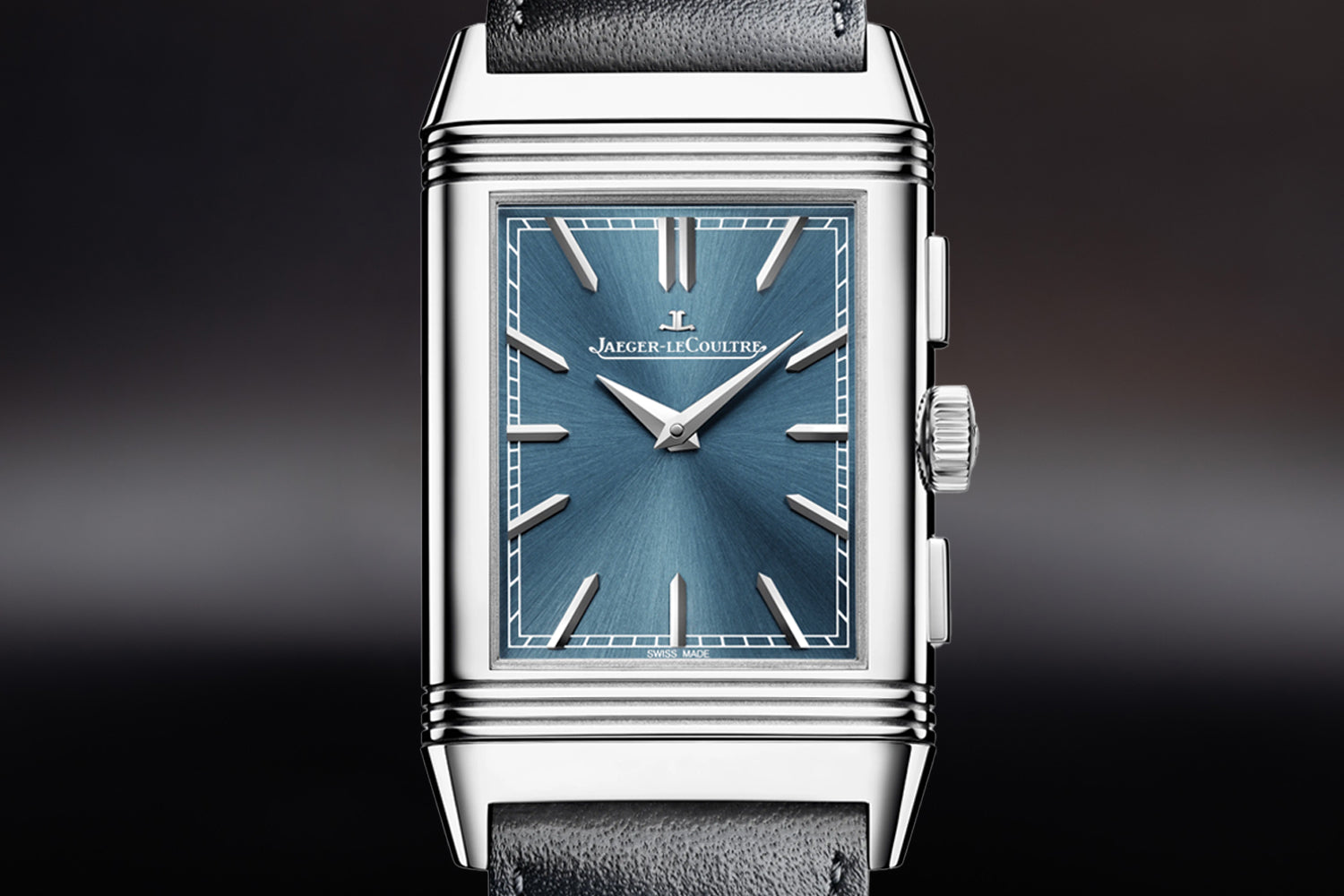 Jaeger-LeCoultre Reverso Tribute Chronograph Blue Dial Q389848J with applied indices