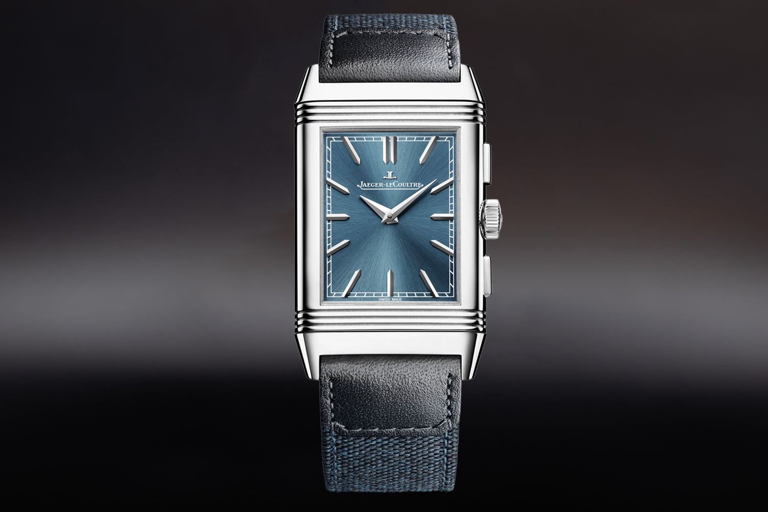 Jaeger-LeCoultre Reverso Tribute Chronograph Blue Dial Q389848J with fabric strap