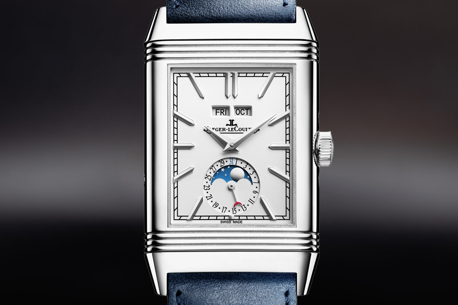 Jaeger-LeCoultre Reverso Tribute Duoface Calendar Q3918420 moon phase and pointer date