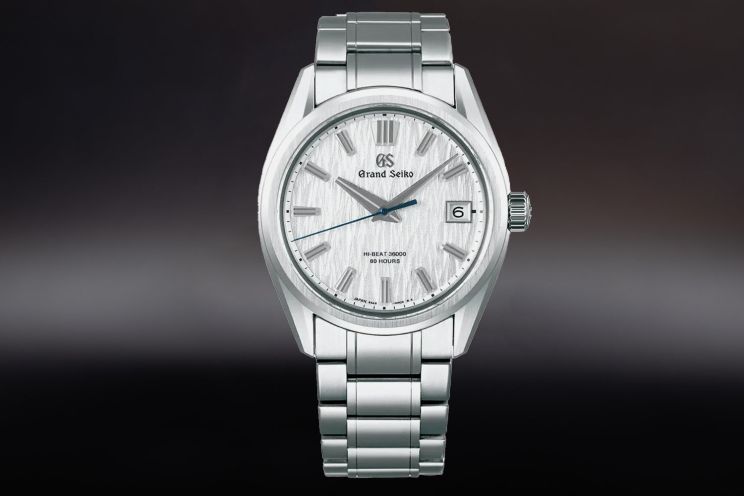 Grand Seiko Evolution 9 Collection "White Birch" stainless steel with date aperature and integrated bracelet SLGH005