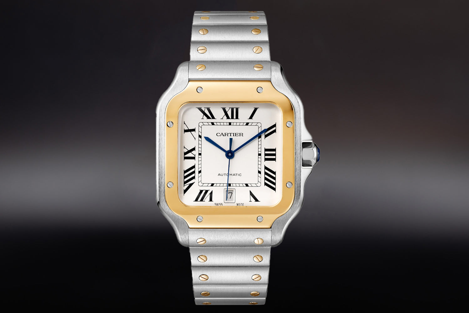 Cartier Santos De Cartier Two-Tone yellow gold and stainless steel with white dial Large W2SA0009