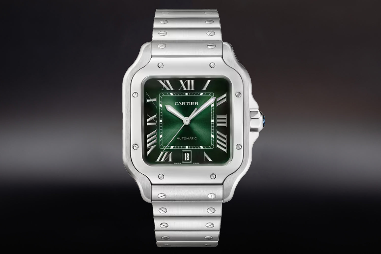 Cartier Santos De Cartier stainless steel Green Dial size Large WSSA0062