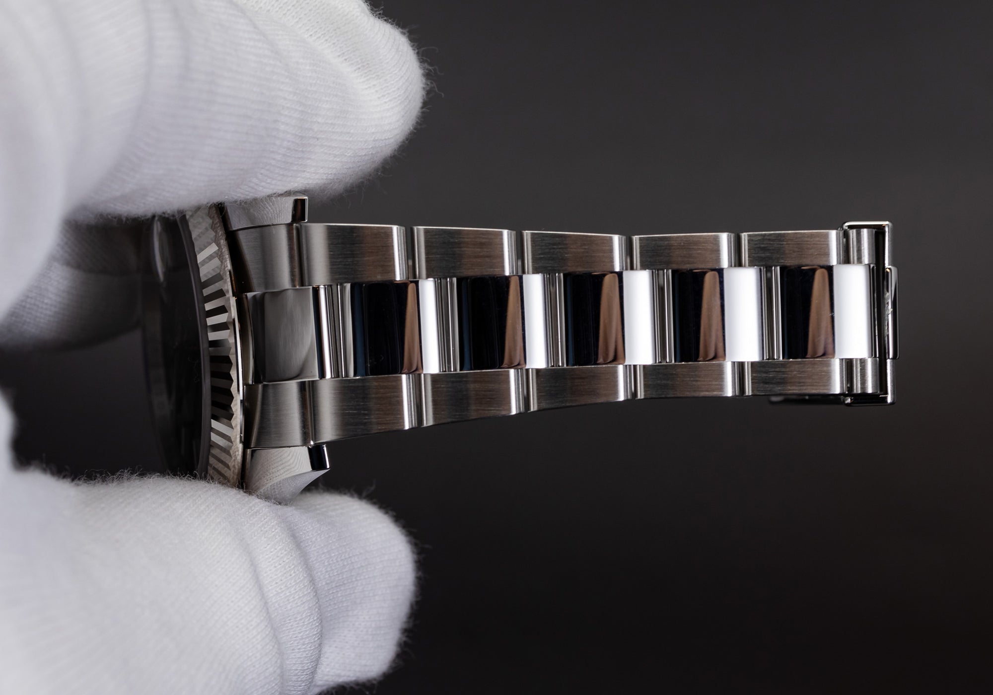 Stainless steel Rolex Oyster bracelet with polished center link