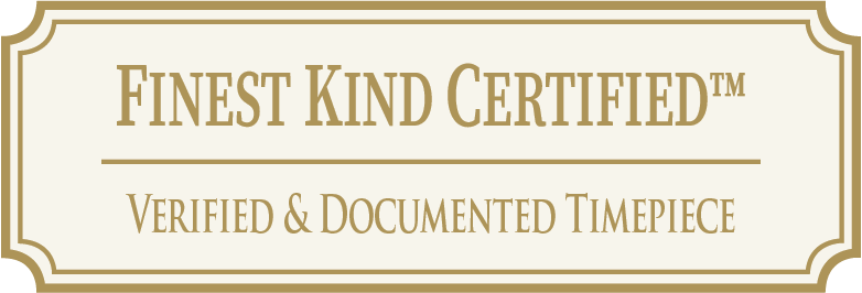 Finest Kind Certified™ badge for verified and documented luxury timepiece
