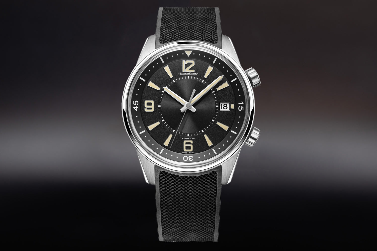Jaeger-LeCoultre Polaris Date Black Dial Q906867J with black rubber strap