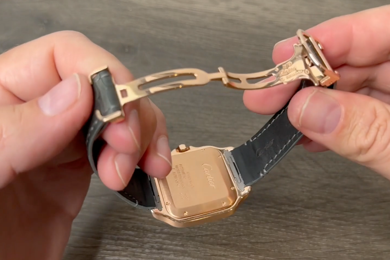 Cartier Santos caseback and quick change strap and bracelet system