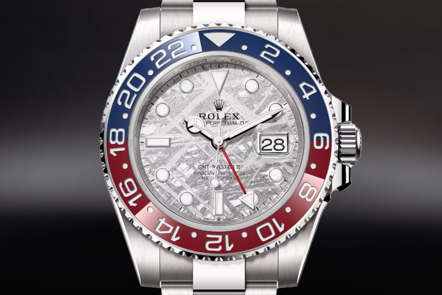 Rolex GMT-Master II 18K White Gold Meteorite Dial with blue and red bezel "Superman" 126719BLRO
