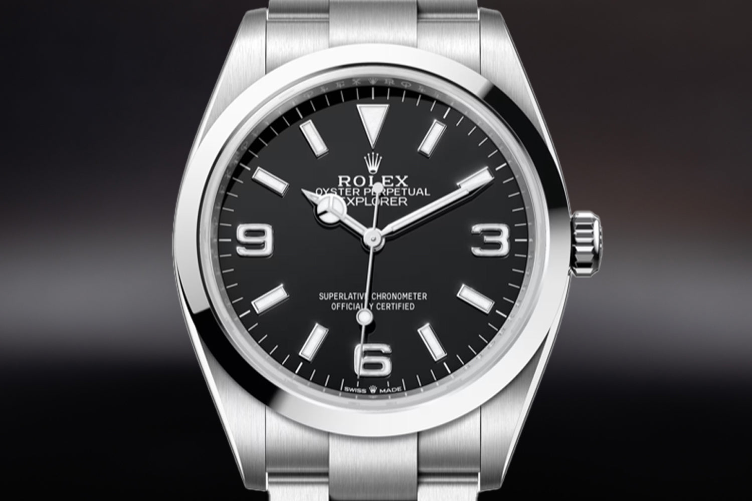 Rolex Explorer 36 stainless steel with smooth bezel and black dial 124270