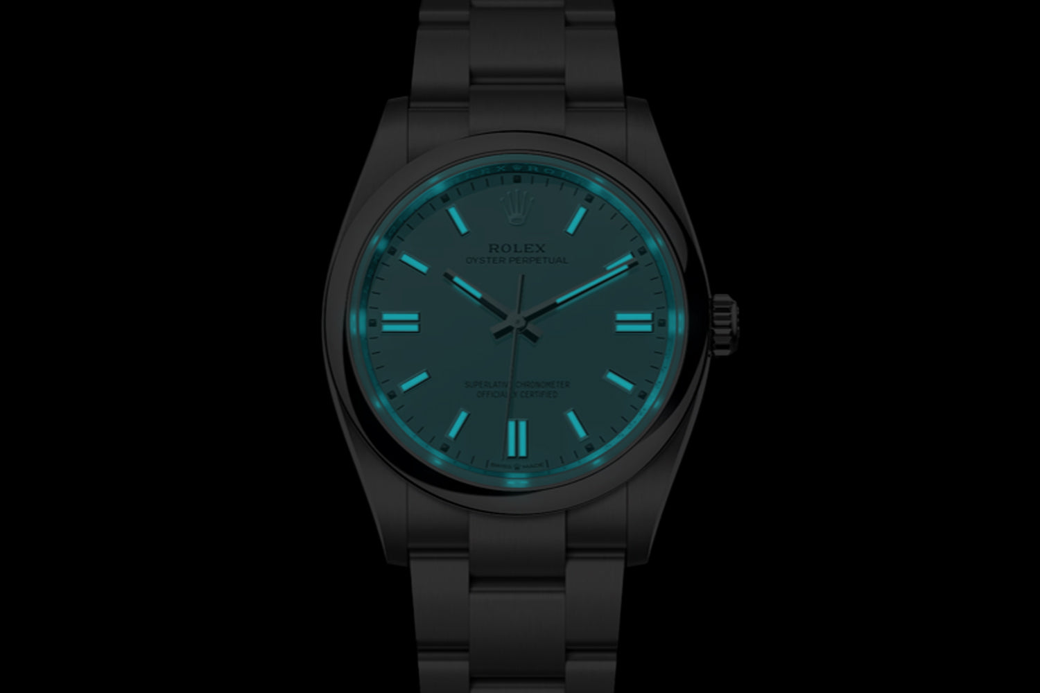 Rolex Oyster Perpetual 41 stainless steel with smooth bezel and "Tiffany" Turquoise Blue Dial 124300 lume