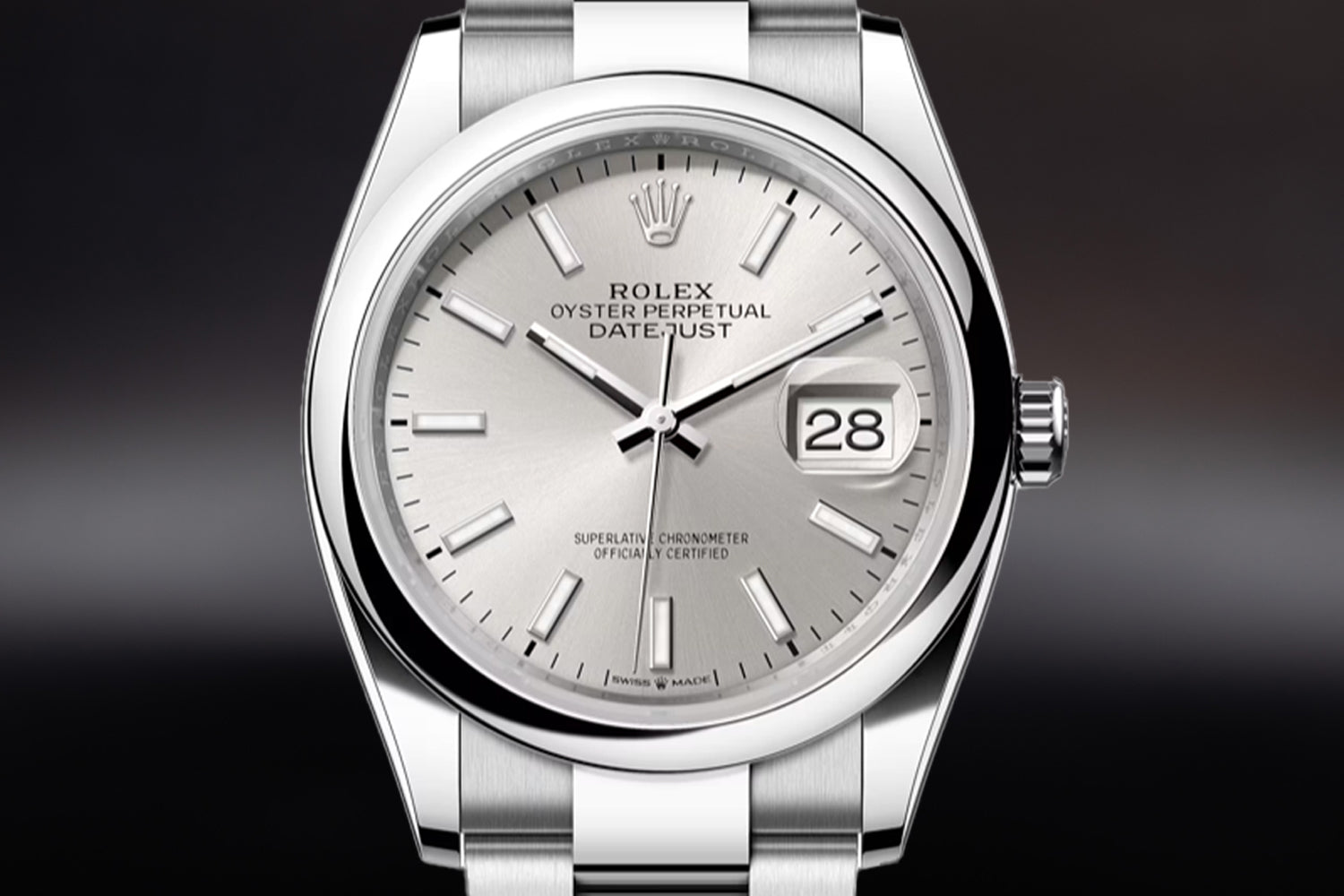 Rolex Datejust 36 stainless steel with smooth bezel and Silver Dial 126200