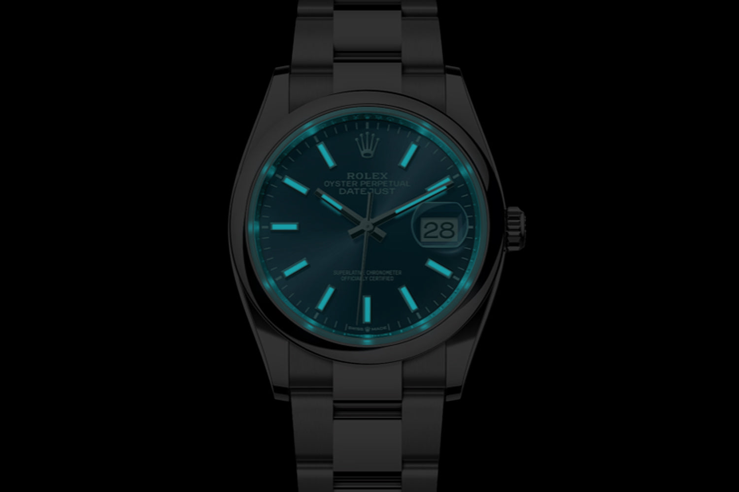 Rolex Datejust 36 stainless steel with  smooth bezel and Blue Dial 126200 lume