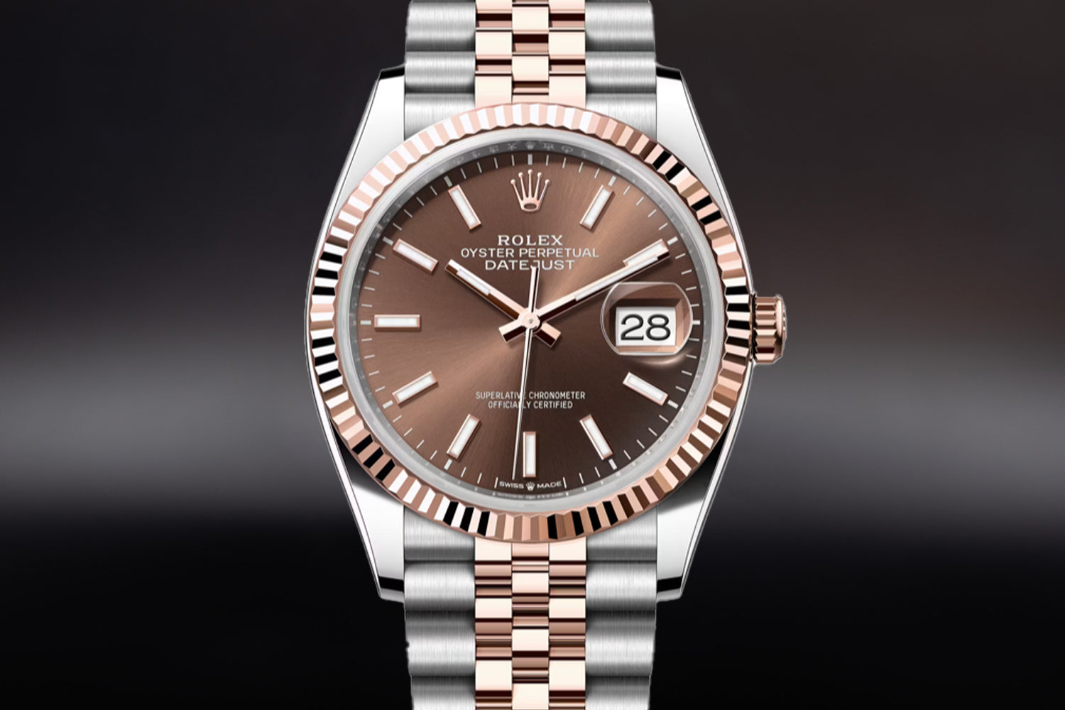 Rolex Datejust 36 Two Tone Everose Gold Rolesor Chocolate Dial 126231