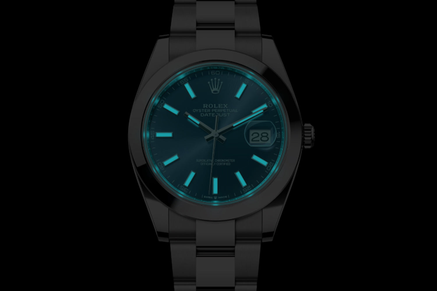Rolex Datejust 41 stainless steel with smooth bezel Blue Dial 126300 lume