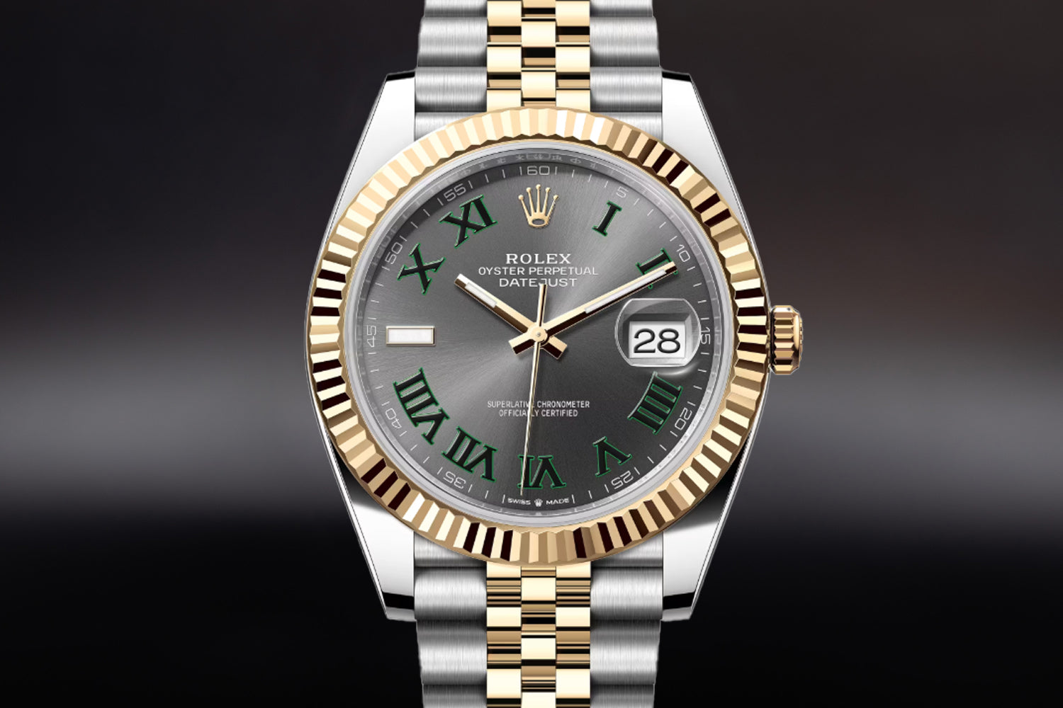 Rolex Datejust 41 Two Tone Yellow Rolesor Slate "Wimbledon" Dial 126333