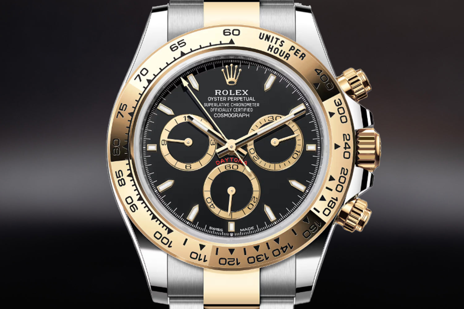 Rolex Cosmograph Daytona Two Tone stainless steel and 18K Yellow Gold Rolesor Black Dial with gold bezel 126503