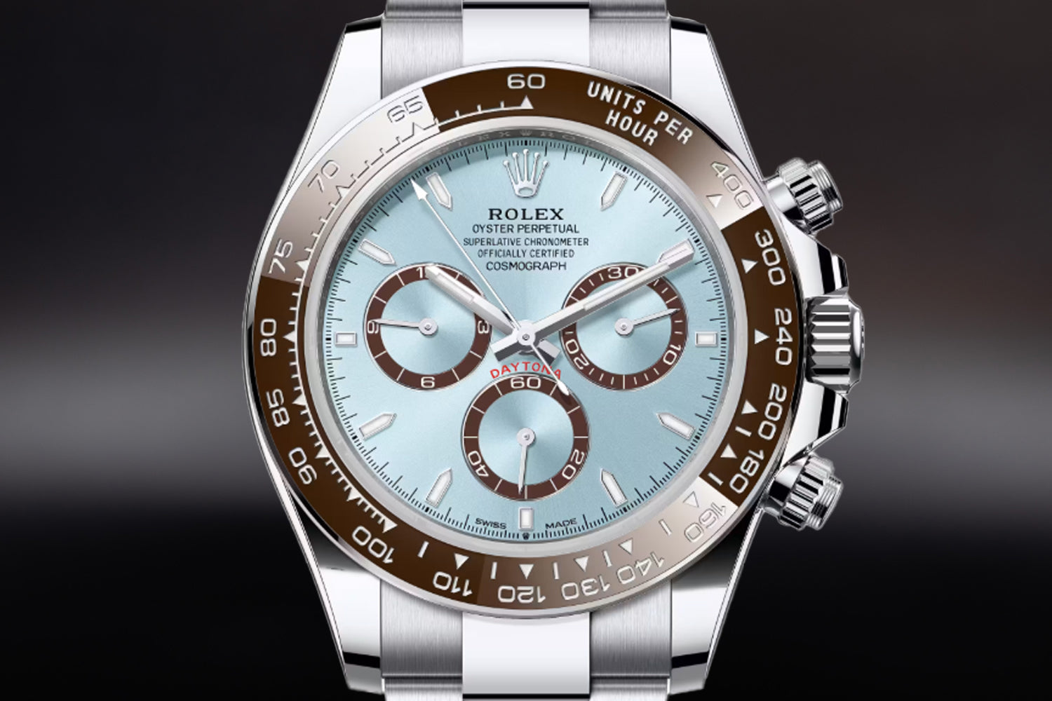 Rolex Cosmograph Daytona Platinum Ice Blue dial with brown ceramic bezel "Platona" 126506