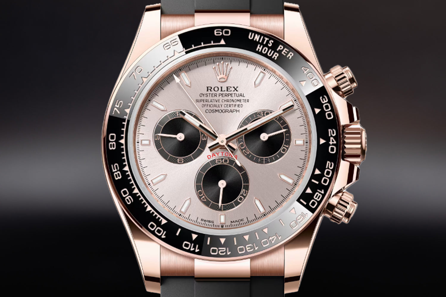 Rolex Cosmograph Daytona 18K Everose Rose Gold Sundust Dial with black ceramic bezel 126515LN