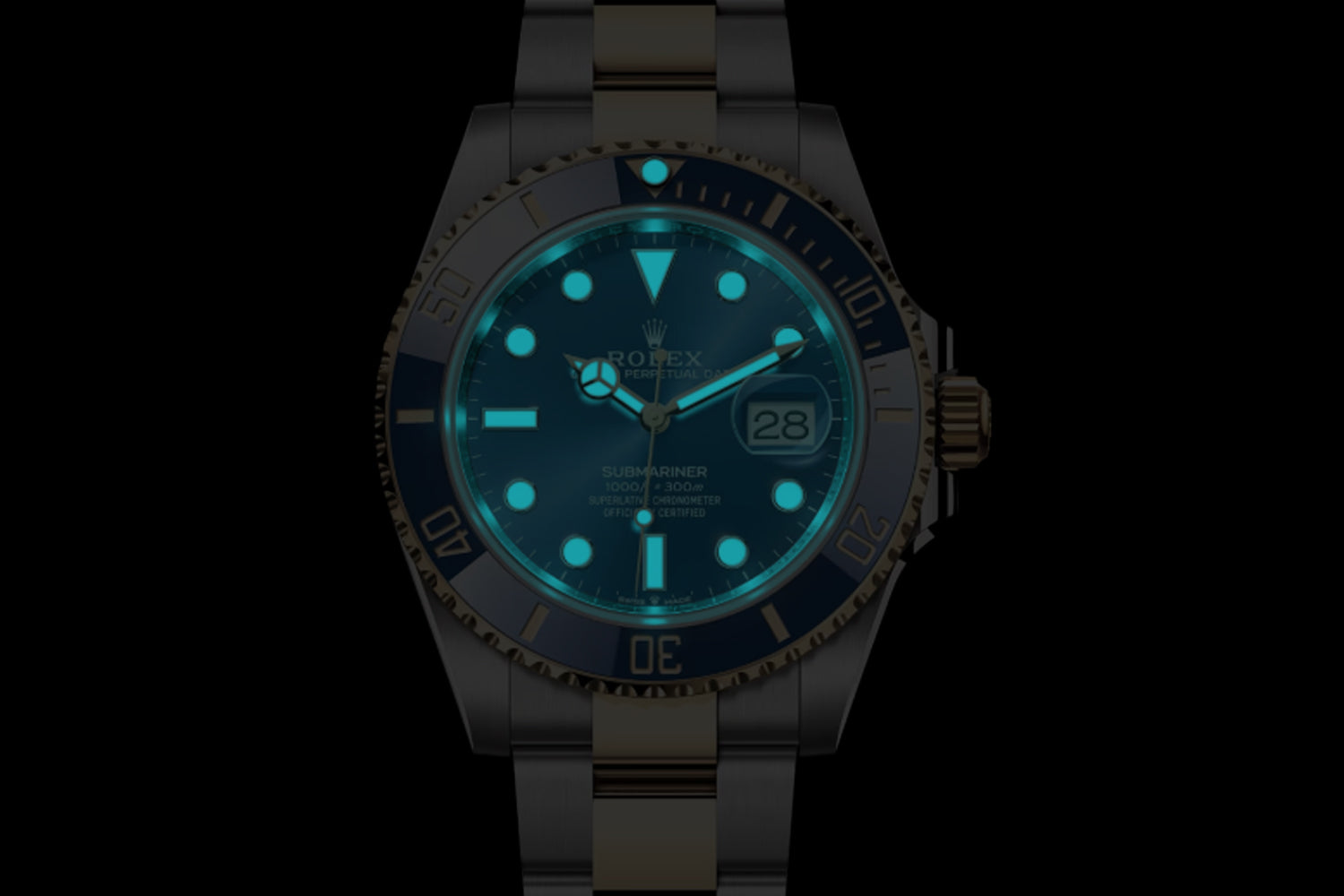Rolex Submariner Date Two Tone stainless steel and Yellow Gold Rolesor Blue Dial blue bezel "Bluesy" 126613LB lume